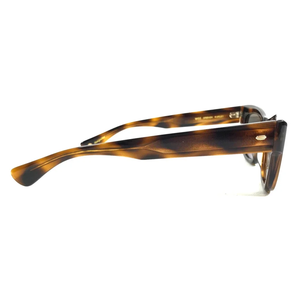 Garrett Leight Sunglasses WOZ SPBRNSH Shiny Tortoise Frames with Gray Lenses